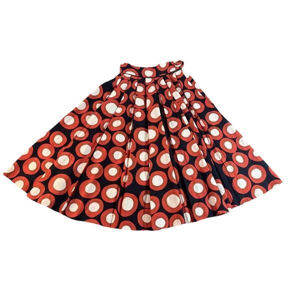 H&M Tribute to Marimenko Full Pleated Skirt Sz 4 Geometric Black Orange Ivory - Picture 10 of 16